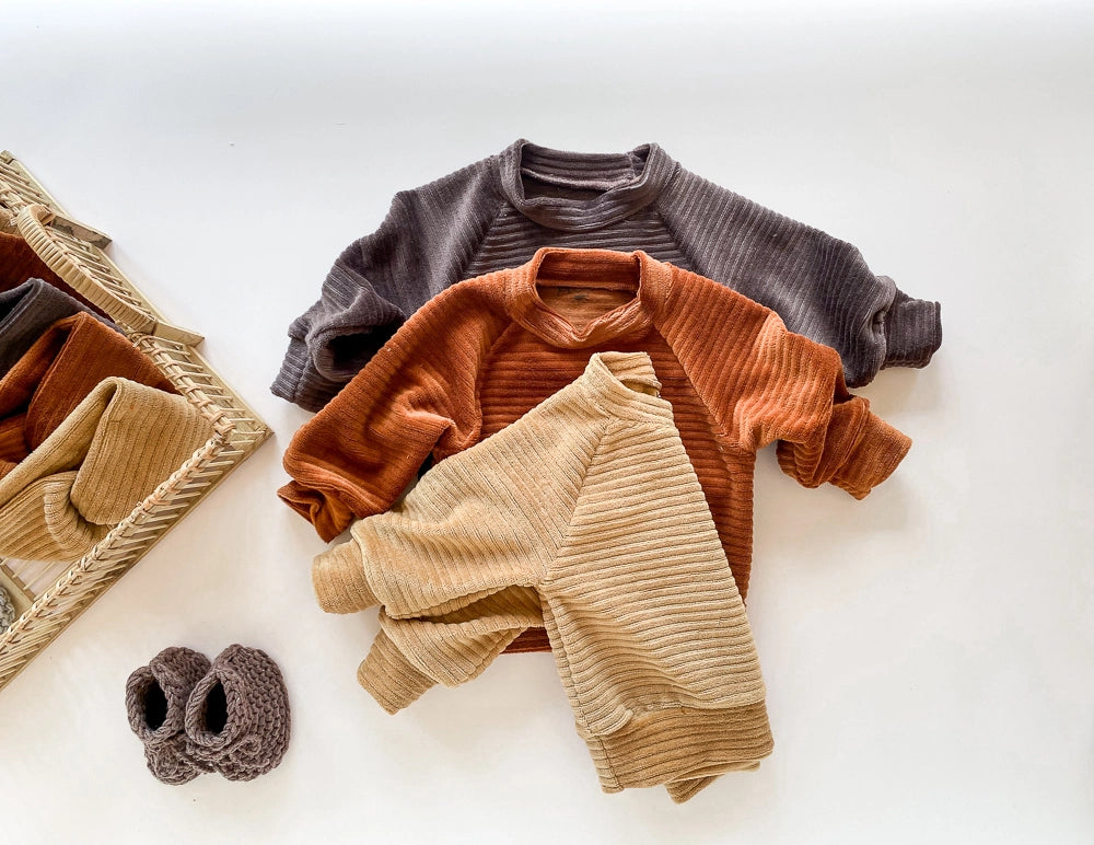 Sweater geribbeld caramel-pumpkin-chocolate