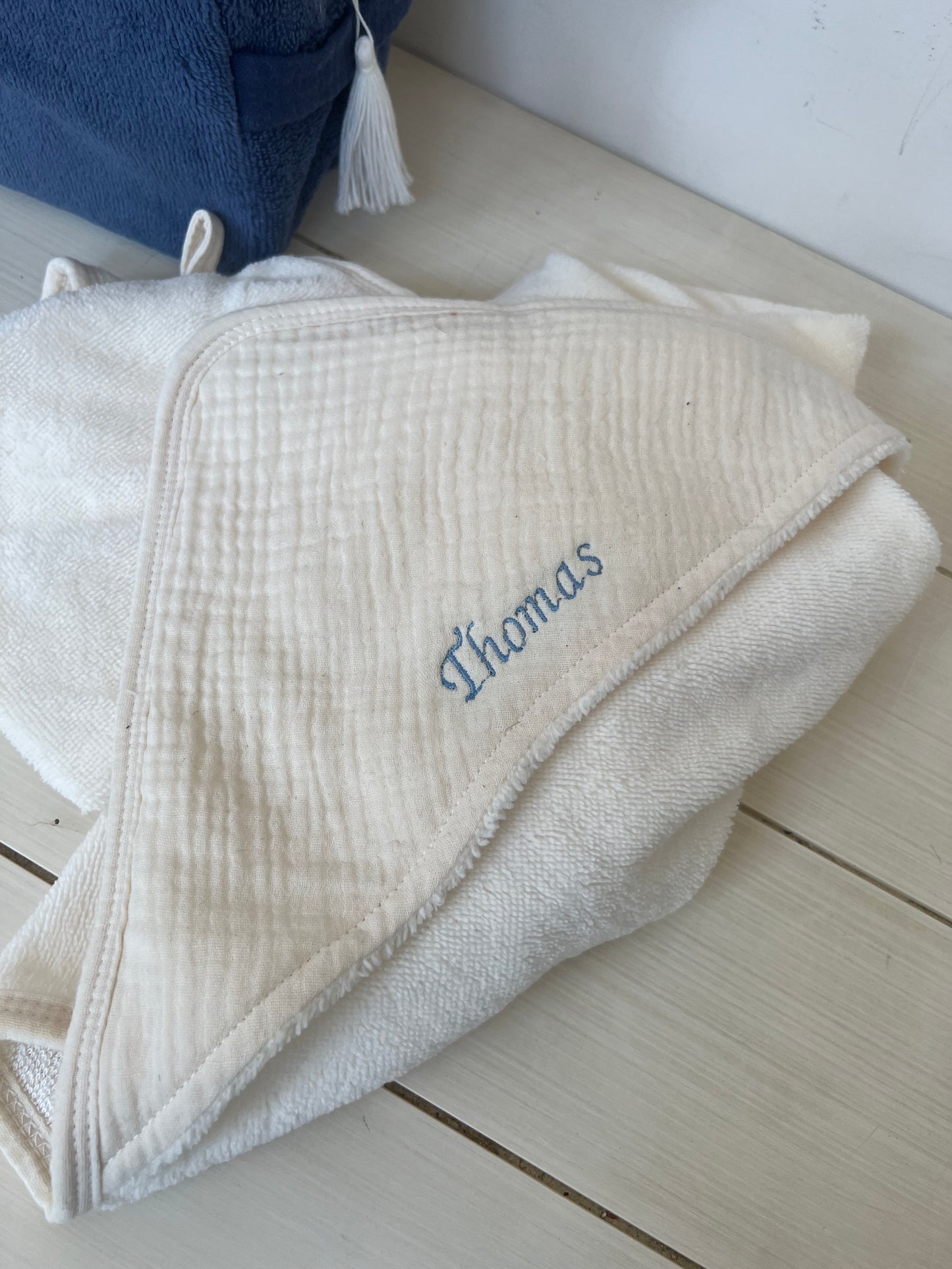 Bamboezachte bad cape met washandje *gepersonaliseerd*