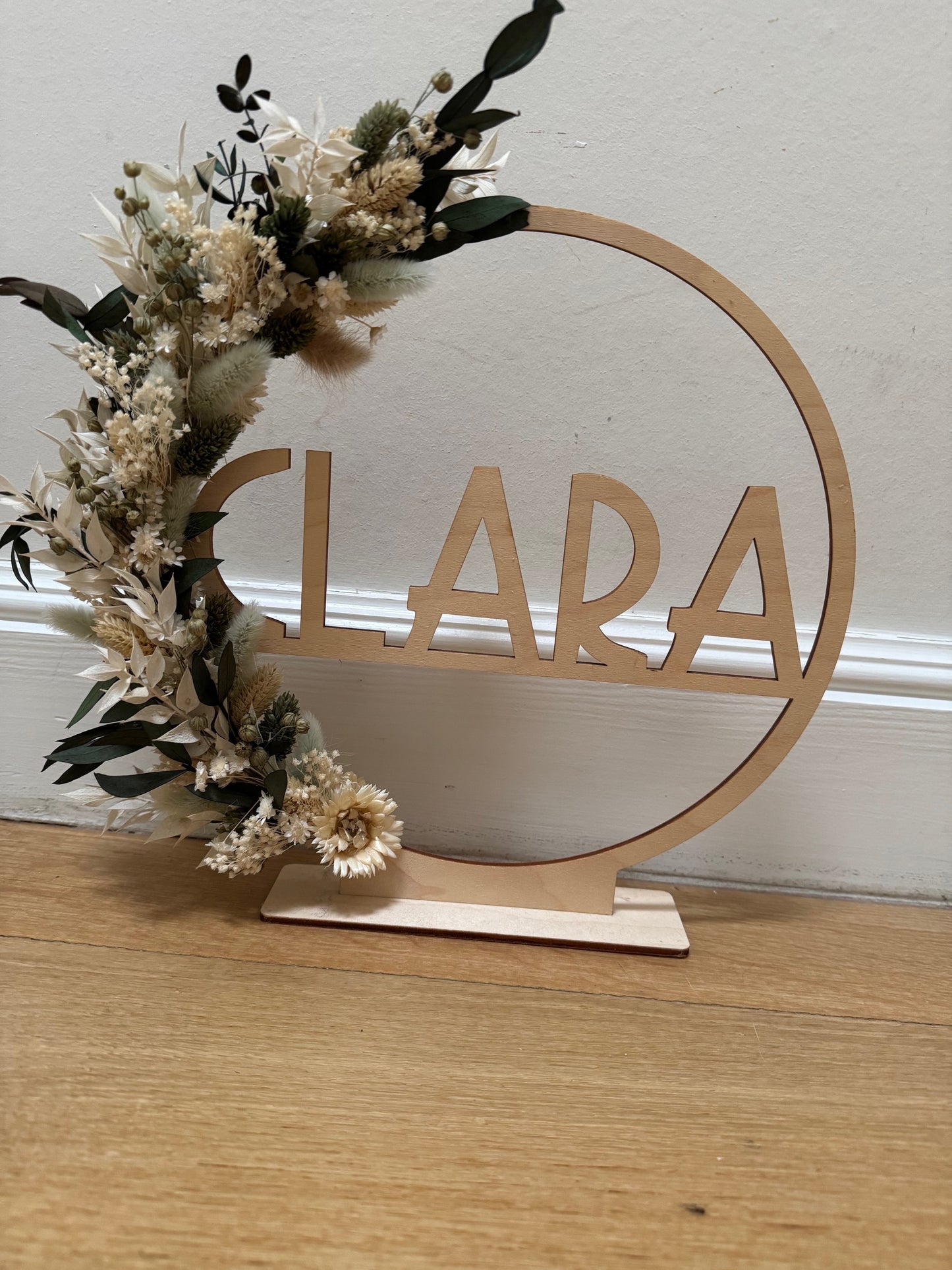 Flowerhoop met droogbloemen naar keuze - gepersonaliseerd met naam