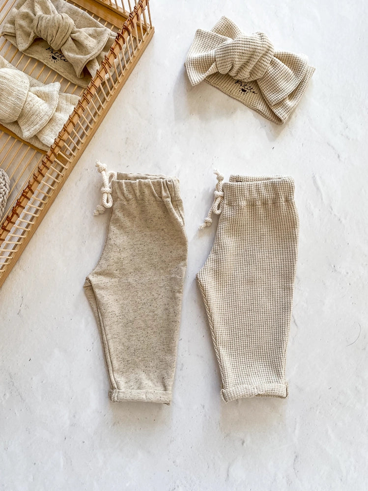 Broek - waffle cremebeige