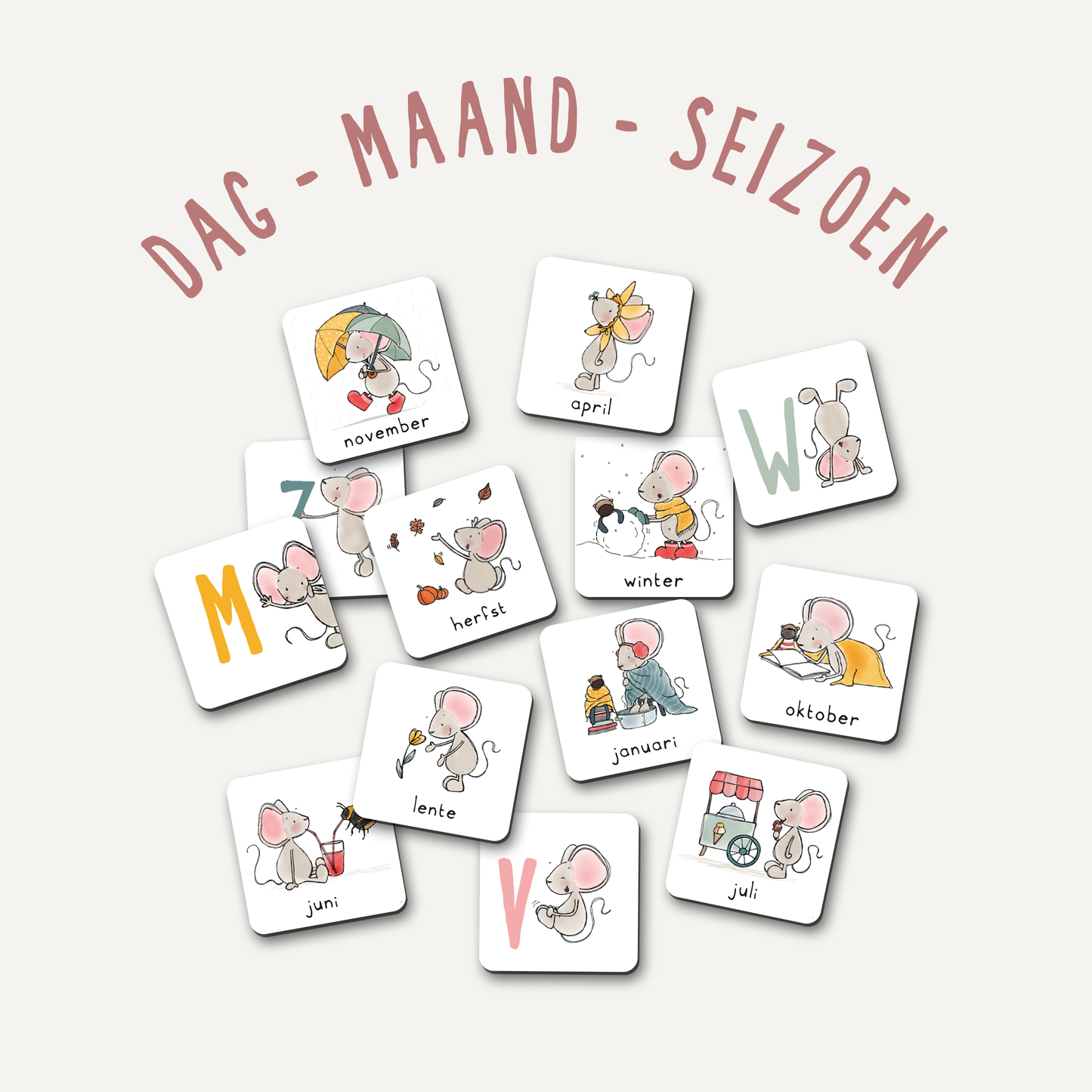 Dag Maand Seizoen Magneten - Thuis bij Muis